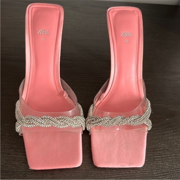 Zara women’s rhinestone Vinyl high heel sandals 1324/010 - Picture 2 of 16